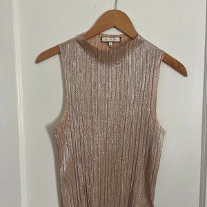 Anthropologie Eri + Ali Gold Pleated Smocked Tank Size S